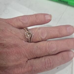 Pandora Rose Gold Heart Ring with Sparkling Accents